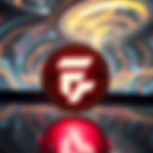 A digital representation of Flux Coin logo against a futuristic backdrop