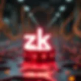 A graphical representation of zk-rollup technology in blockchain.